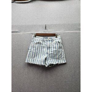 American Eagle Womens Blue & White Striped Denim Shorts Size 0